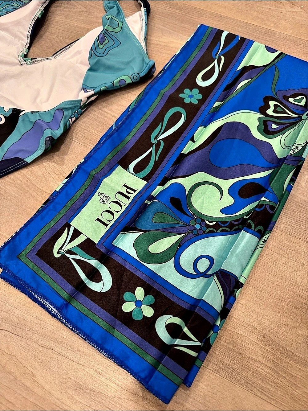 Abstract Blue & Green Bikini Set - Picture 3 of 3